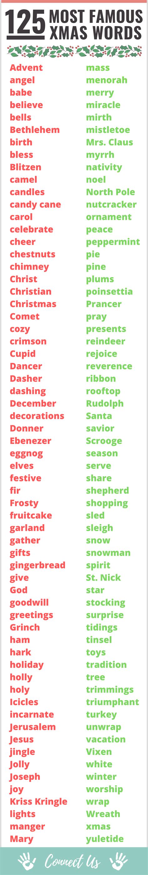 christmas words that start with the letter r